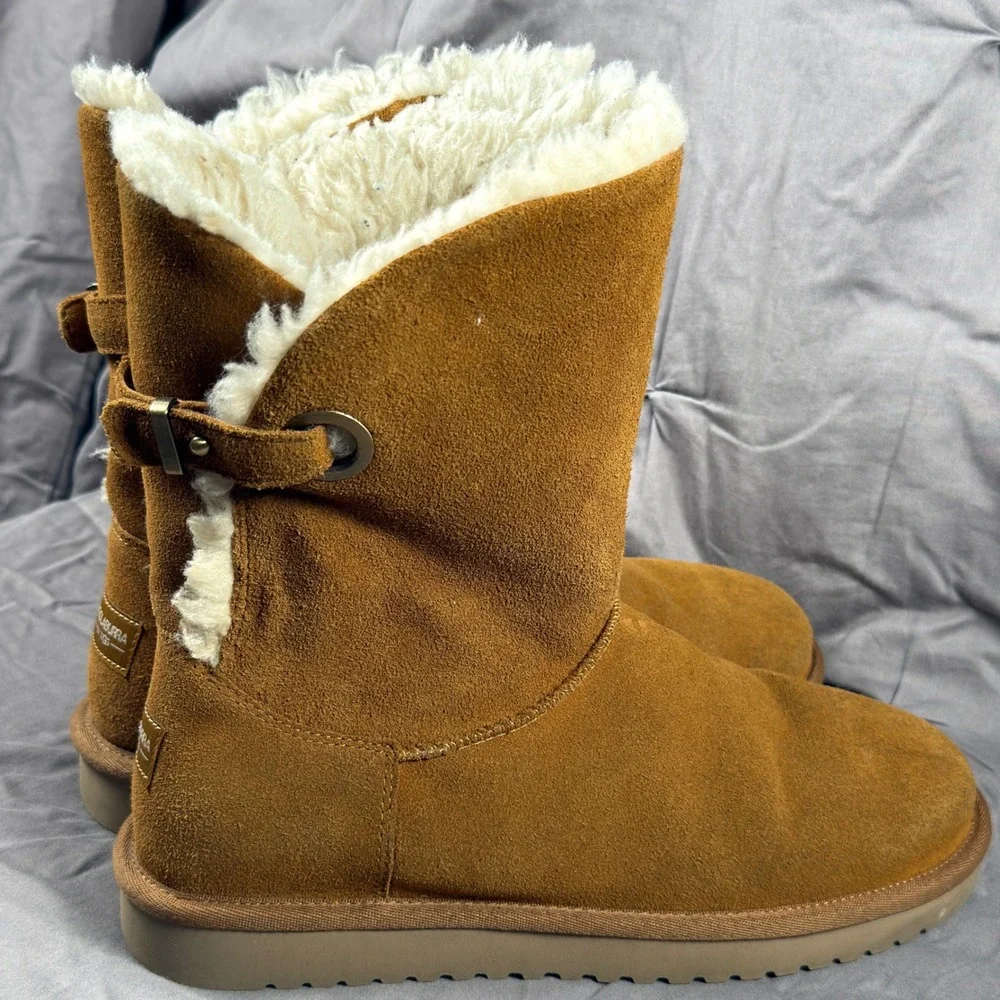 Koolaburra by UGG Victoria Short Chestnut Suede Fur Lined Boots 10 - 1105792